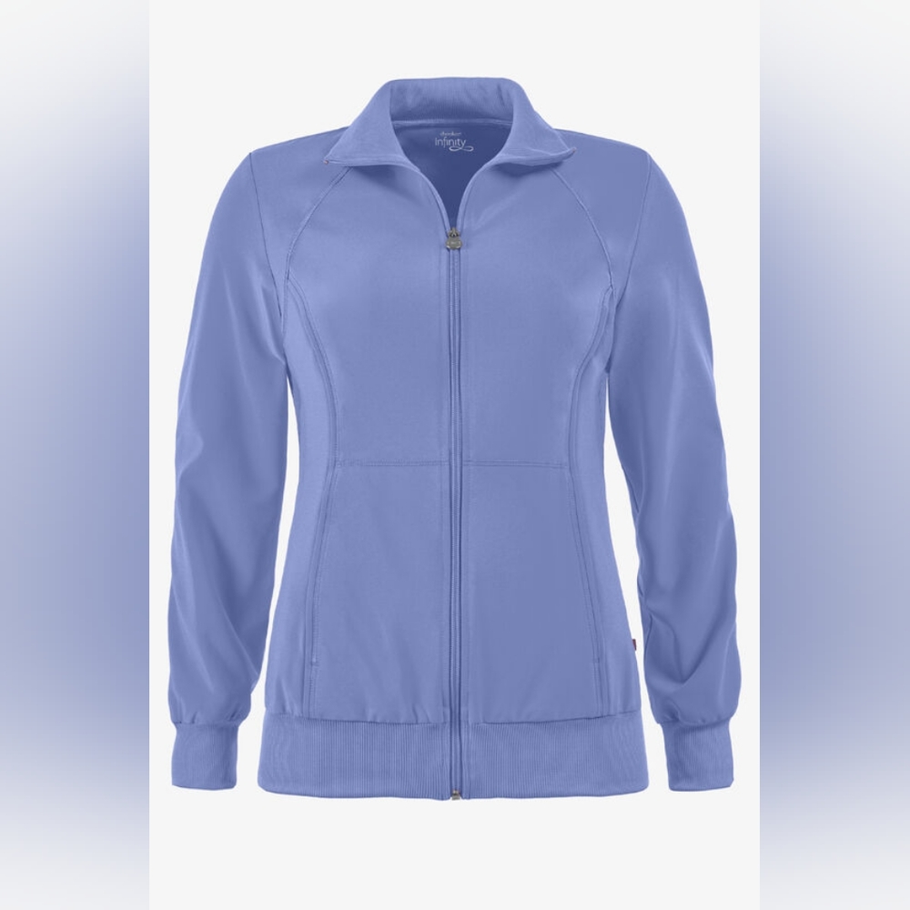 Cherokee Infinity Women's Zip Front Warm-Up Jacket Ceil Blue